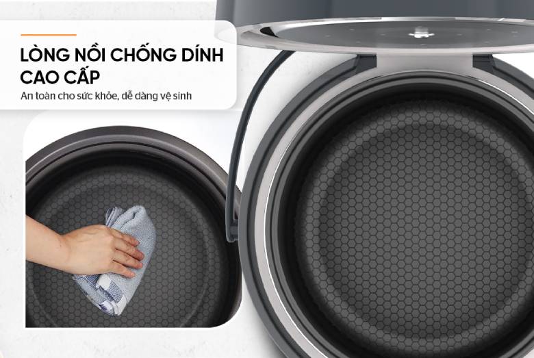 Nồi cơm điện Happytime 1.8 lít HTD8521GR với lòng nồi chống dính chất lượng tốt