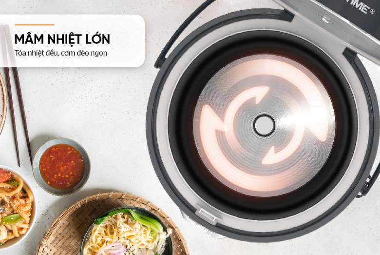Nồi cơm điện Happytime 1.8 lít HTD8521GR mâm nhiệt lớn và nhiệt toả đều