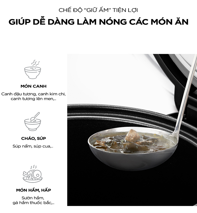 Nồi Cơm Điện Cơ Cuckoo CR-1755 3.06L - Chế độ giữ ấm tiện lợi giúp dễ dàng làm nóng các món ăn hấp dẫn