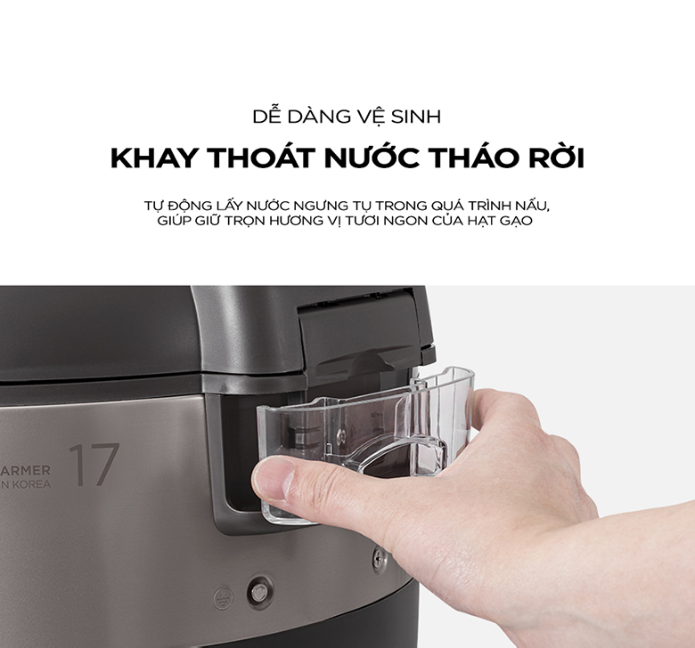 Nồi Cơm Điện Cơ Cuckoo CR-1755 3.06L - Thiết kế khay thoát nước tiện lợi dễ vệ sinh