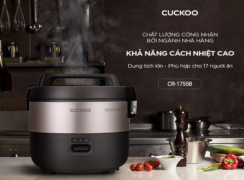 Nồi Cơm Điện Cơ Cuckoo CR-1755 3.06L - Thiết kế với dung tích lớn và dễ sử dụng  