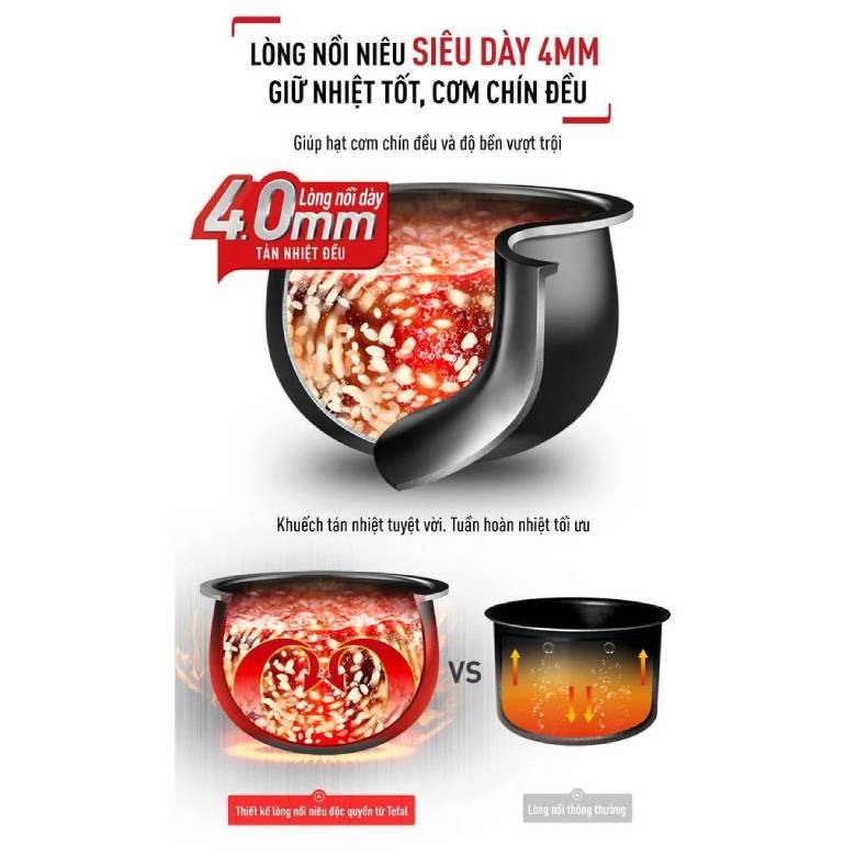  Nồi cơm điện tử Tefal RK737868 có lớp chống dính dày và chắc chắn