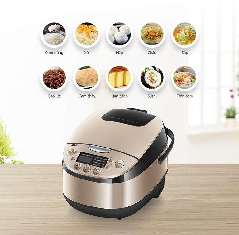 Nồi Cơm Điện Toshiba RC-18DR3PV(G) - Nấu ăn tiện lợi và dễ dàng với 11 chế độ nấu