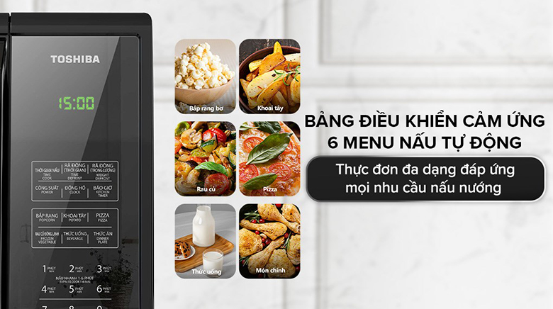 Lò vi sóng Toshiba MM-EM25PE(BM) 25L - 6 thực đơn nấu tự động