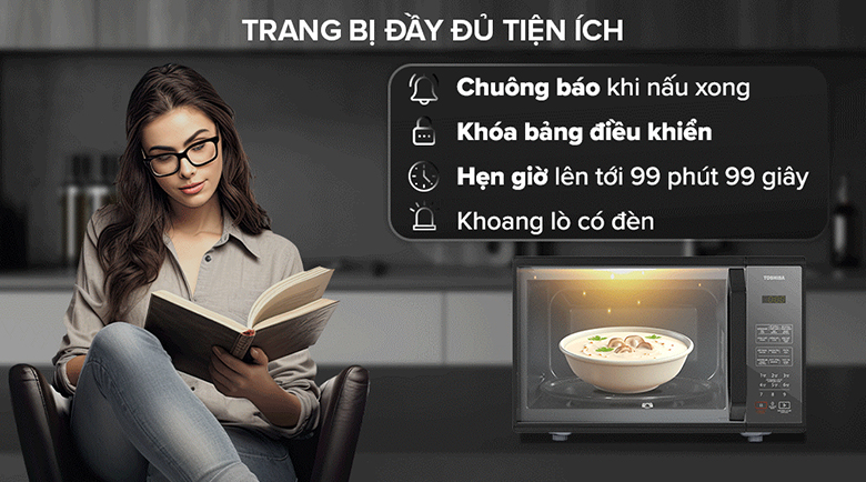 Lò vi sóng Toshiba MM-EM25PE(BM) 25L - Đảm bảo an toàn với tính năng khóa trẻ em