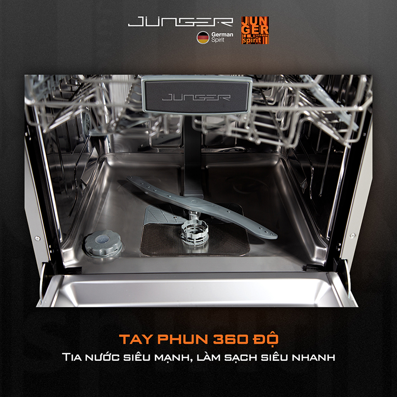 Máy rửa bát đĩa Junger DWJ-450 - Trang bị hệ thống tiên tiến giúp làm sạch tuyệt đối