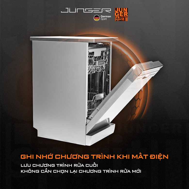 Máy rửa bát đĩa Junger DWJ-450 - Tích hợp nhiều tiện ích an toàn, thông minh 