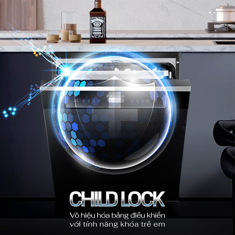 Máy rửa bát Zemmer DWZ950IS - Tính năng Child Lock (khóa trẻ em)