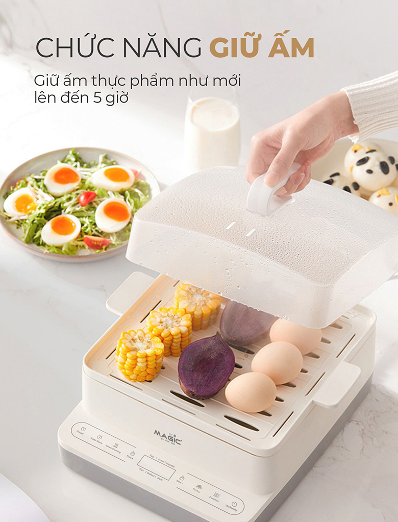 Nồi hấp 3 tầng AC-280 Magic Eco - Chức năng giữ ấm vô cùng tiện lợi