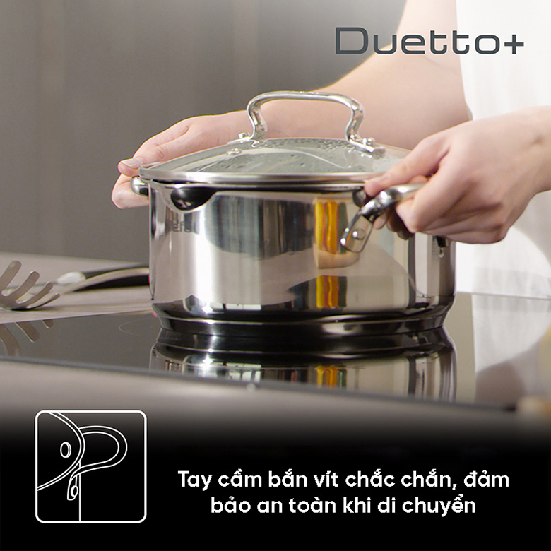 Nồi Tefal Duetto Plus 24cm 4.9L G7194655 - Tay cầm cách nhiệt an toàn 