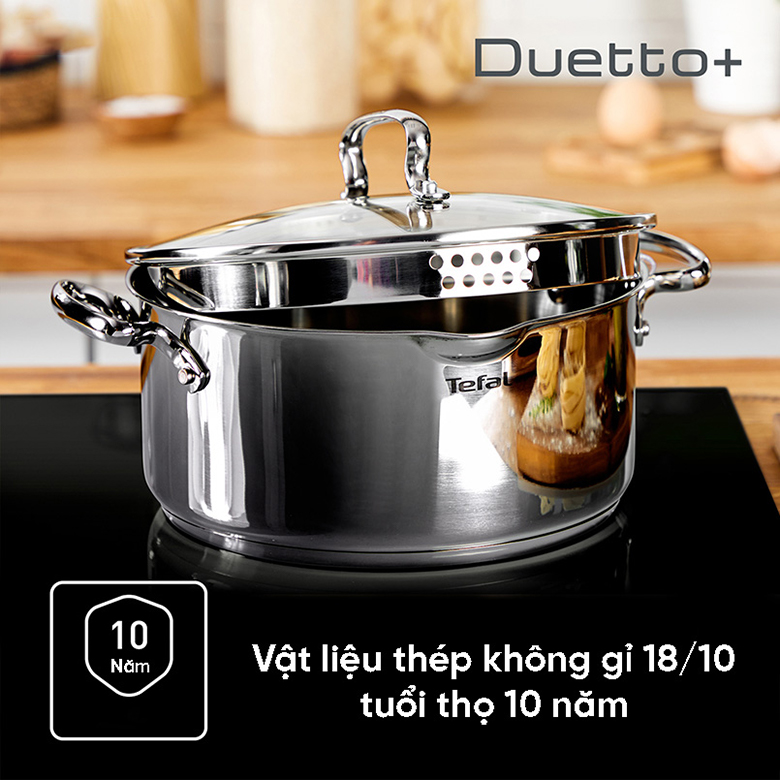 Nồi Tefal Duetto Plus 24cm 4.9L G7194655 - Sử dụng chất liệu cao cấp, bền bỉ và an toàn