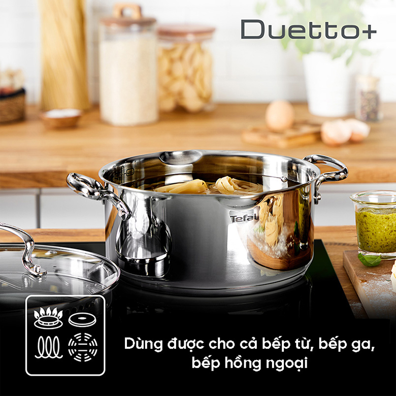 Nồi Tefal Duetto Plus 24cm 4.9L G7194655 - Sử dụng trên mọi loại bếp