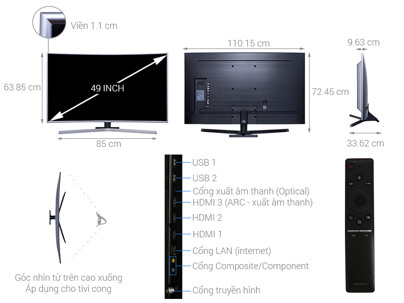 Thiết kế tinh tế - Smart Tivi Samsung 4K 49 inch UA49NU7500KXXV