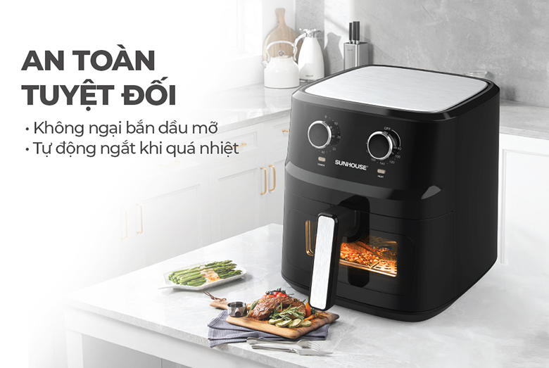 Nồi chiên kd Sunhouse SHD4030 6.5L - Trang bị tính năng an toàn