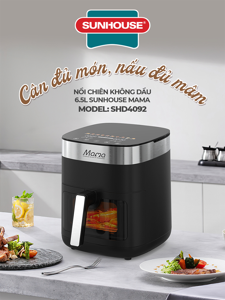 Nồi chiên kd 6.5L Sunhouse SHD4092 - Thiết kế hiện đại và tiện lợi
