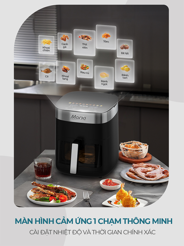 Nồi chiên kd 6.5L Sunhouse SHD4092 - Trang bị màn hình cảm ứng tiện lợi