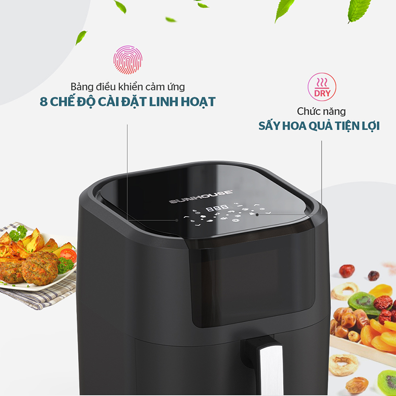 Nồi chiên không dầu 9L Sunhouse SHD4082 - Tích hợp 8 chương trình nấu tự động vô cùng tiện lợi