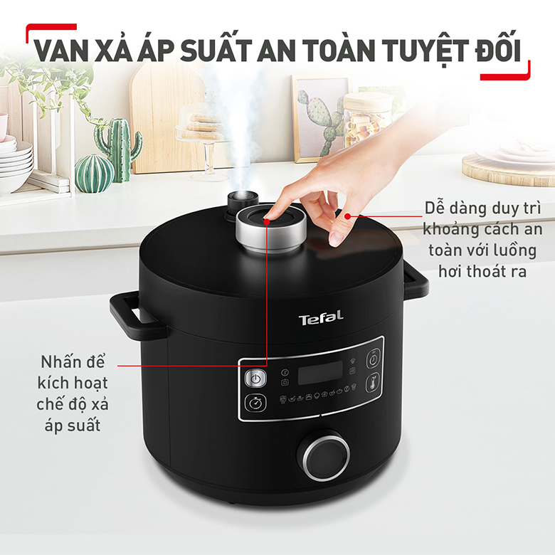 Nồi áp suất điện Tefal 5L CY754830 - Van xả áp suất an toàn tuyệt đối