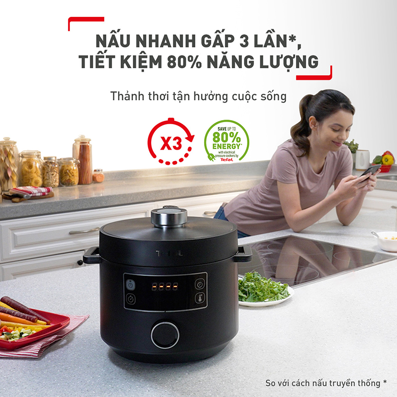 Nồi áp suất điện Tefal 5L CY754830 - Nấu nhanh gấp 3 lân so với cách nấu truyền thống