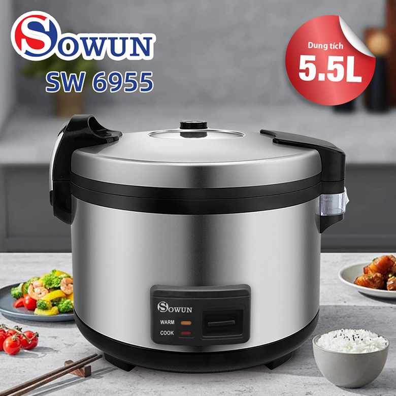 Nồi cơm công nghiệp Sowun 5.5L SW6955 - Được làm từ chất liệu cao cấp, có độ bền cao