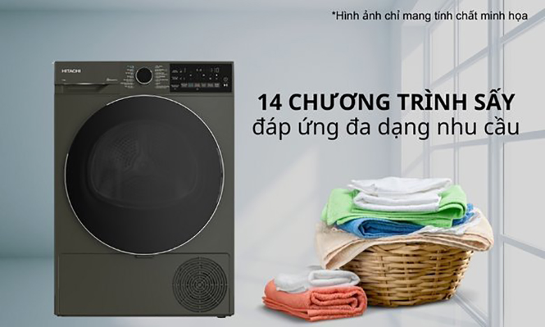 Máy sấy Hitachi TD-100XFVEM có đến 14 chương trình sấy đáp ứng mọi nhu cầu