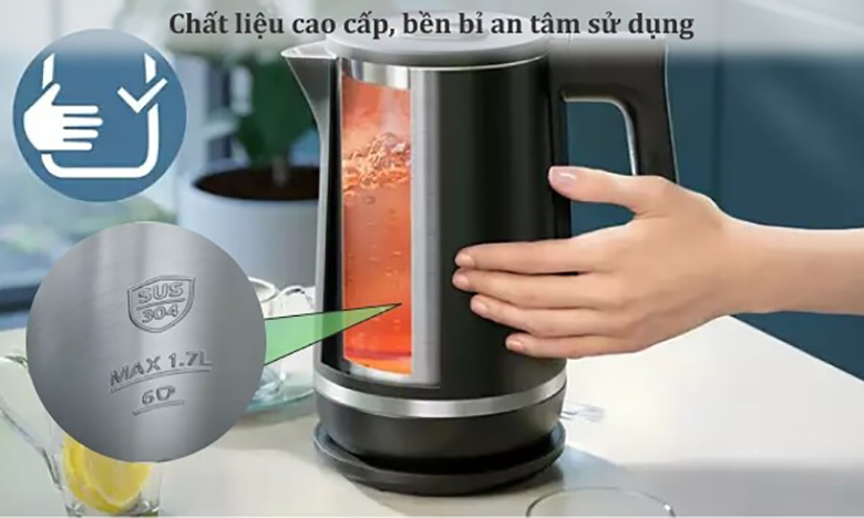 Ấm siêu tốc 1.7L Philips HD939590 - Chất liệu cao cấp và bền bỉ