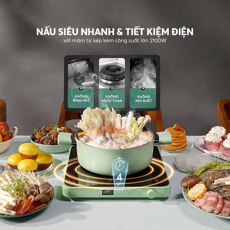 Bếp từ đơn Elmich ICE-3879PG - Công suất mạnh mẽ 2100W 