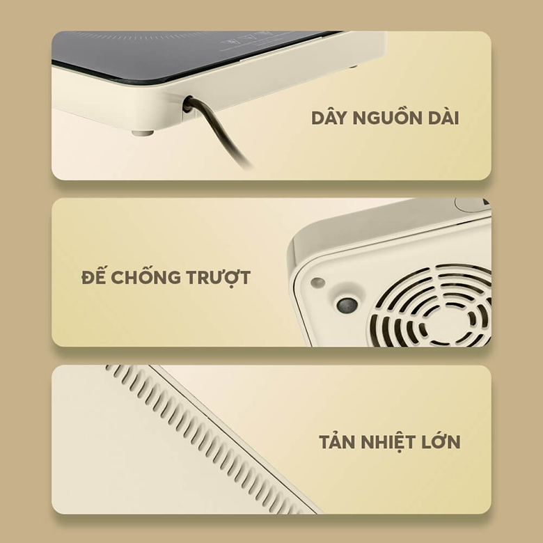 Bếp từ Elmich ICE-3879AW - Thiết kế với dây nguồn dài