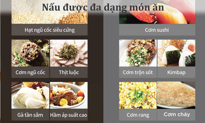 Chế độ nấu đa dạng - Nồi cơm áp suất điện tử Cuckoo 1.08 lít CRP-R0600F