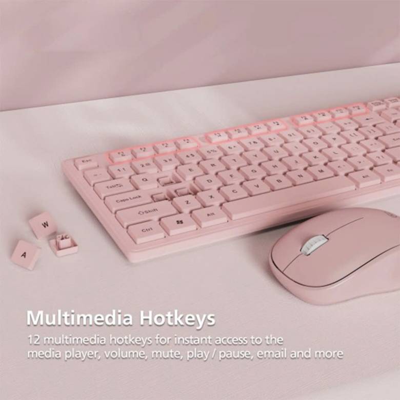 Thiết kế công thái học - Bàn phím và chuột không dây MicroPack iFREE LITE 2 KM-237W-EN-EN-PK hồng