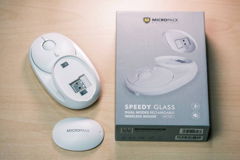 Chuột không dây MicroPack SPEED GLASS MP-720C-WH trắng