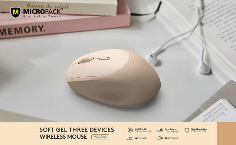 Chuột không dây MicroPack Soft Silicone Lifestyle MS-201W-CR kem - sử dụng linh hoạt