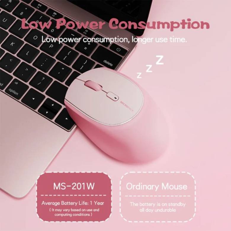 Độ phân giải cao -  Chuột không dây MicroPack Soft Silicone Lifestyle MS-201W-PK hồng