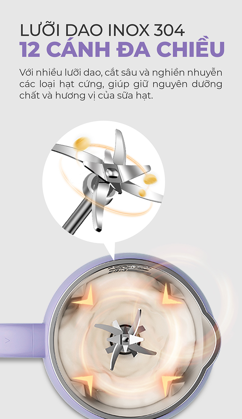 Máy xay sữa hạt MAGIC Eco 1.2 lít A-100 - Lưỡi dao sắc bén