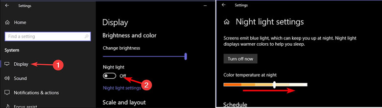 Màn hình laptop bị đỏ kiểm tra chế độ Night Light