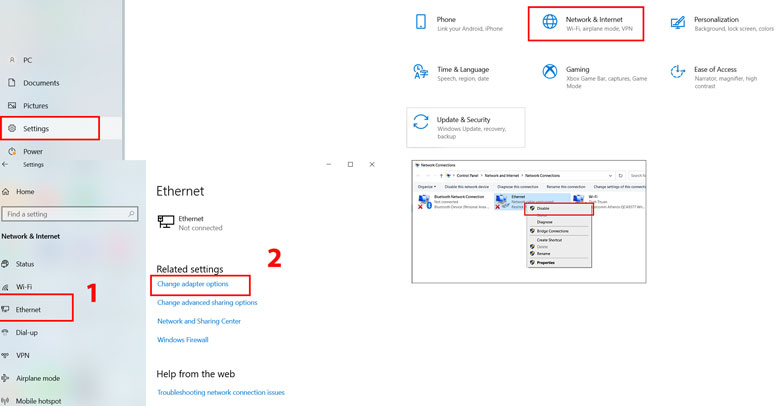 Cắm dây mạng vào laptop không nhận, kích hoạt lại việc kết nối mạng