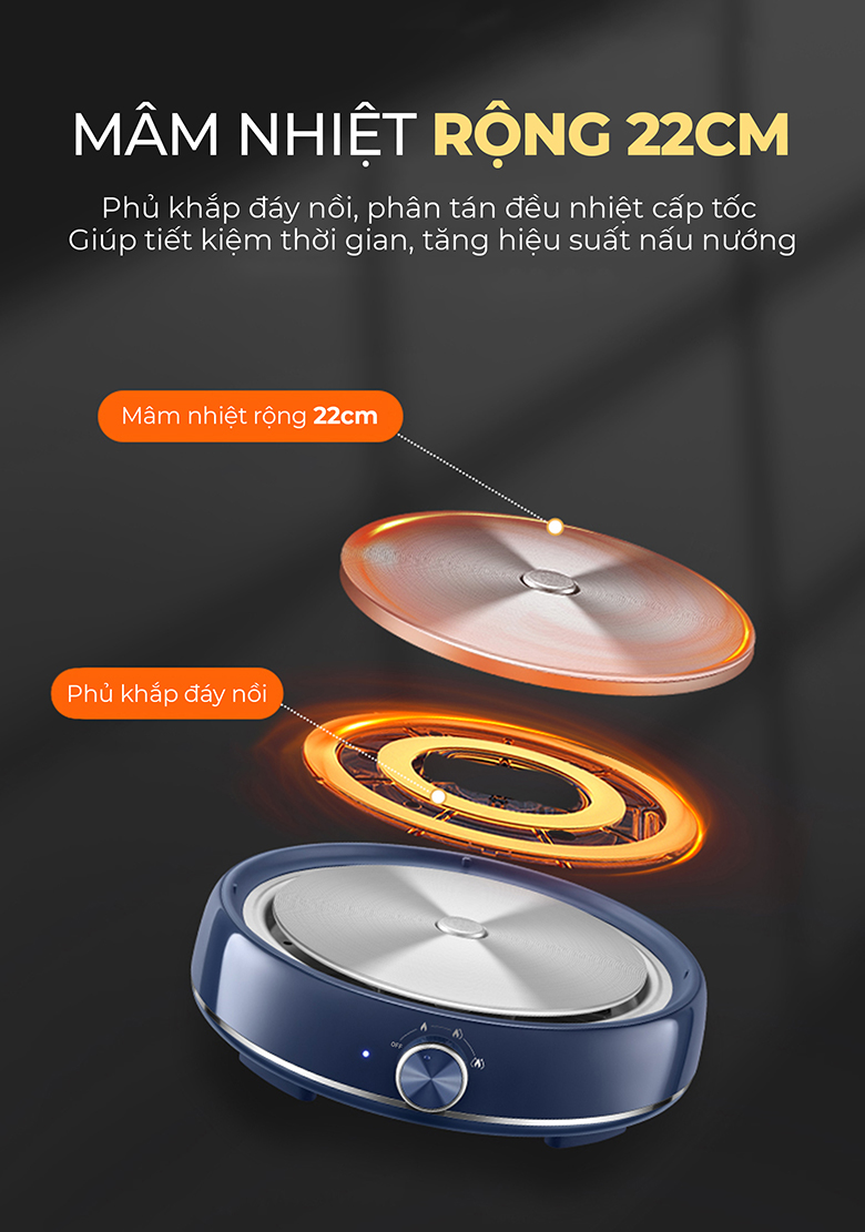 Nồi lẩu hấp thủy nhiệt MAGIC Eco AC-282 - Mâm nhiệt lớn giúp làm nóng nhanh