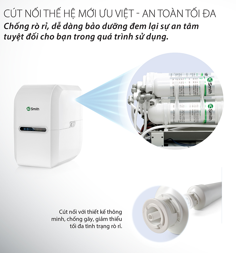 Máy lọc nước dưới chậu A. O. Smith G1 - Trang bị cút nối thế hệ mới an toàn hơn