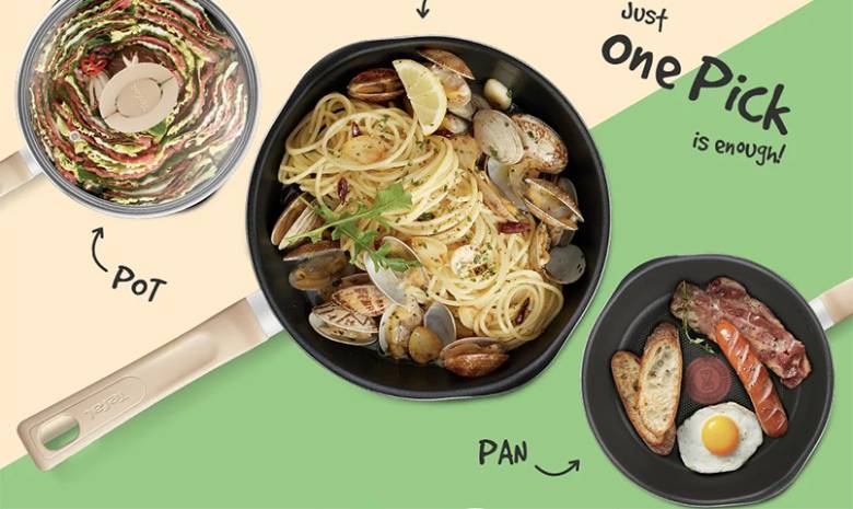 Chảo nồi có nắp 24cm xanh bơ G1748795 - Tay cầm tiện ích