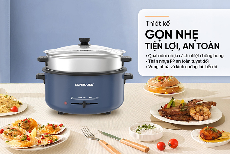 Lẩu điện 3.5L Sunhouse SHD4524 - Thiết kế nhỏ gọn và bền bỉ
