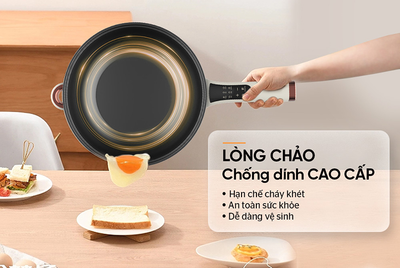 Chảo điện 5L Sunhouse SHD4555 - Lòng nồi được phủ chống dính cao cấp