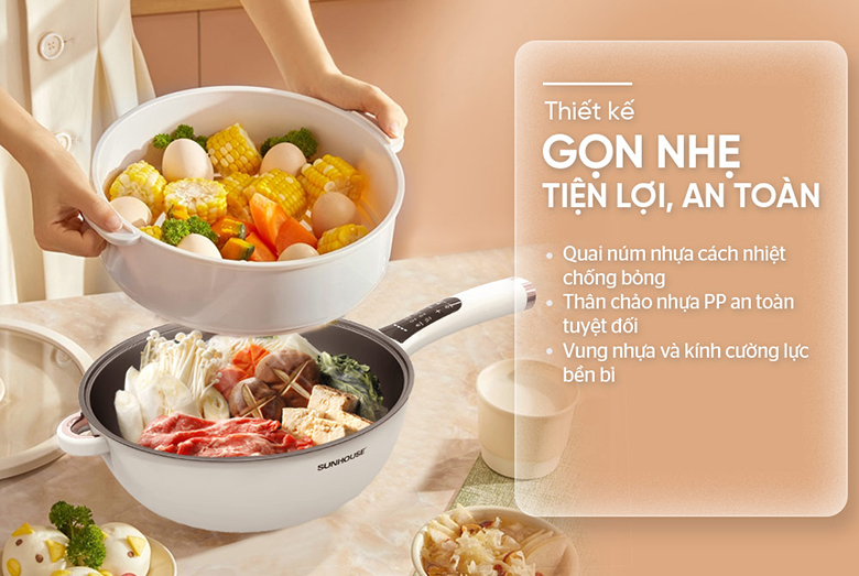 Chảo điện 5L Sunhouse SHD4555 - Thiết kế nhỏ gọn và tiện lợi