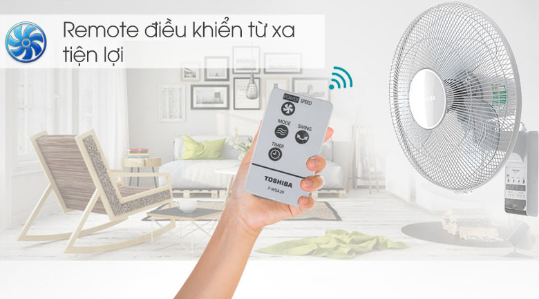 Quạt treo tường Toshiba F-WSA20(H)VN 55W - Điều khiển từ xa tiện lợi 
