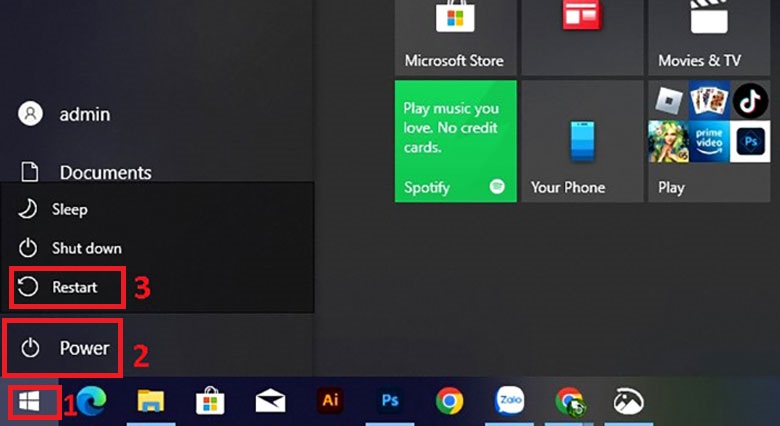 Laptop không nhận tai nghe Win 10 cần khởi động lại