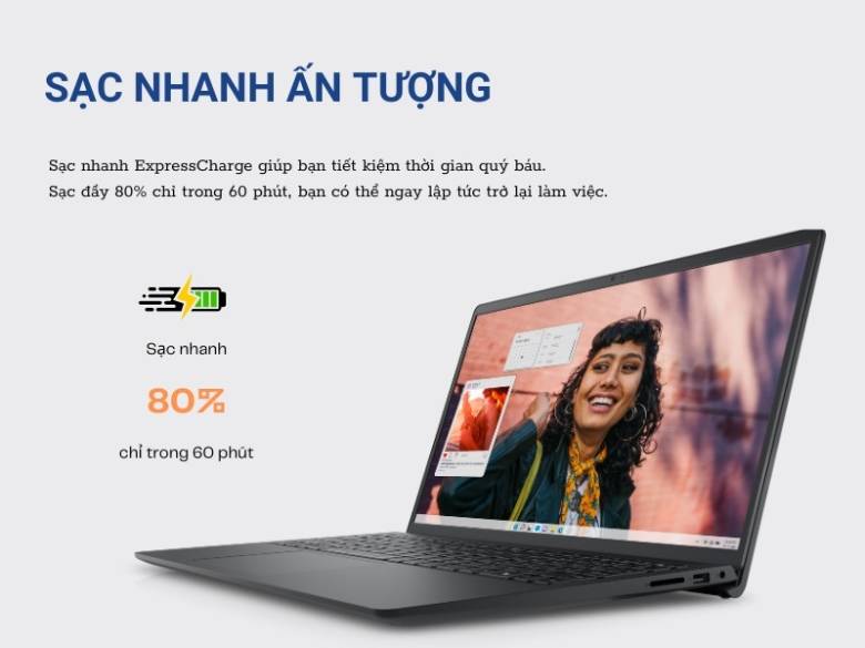 Laptop Dell Inspiron 15 3530 i7U161W11BLU-FP sạc nhanh tiện lợi chất lượng