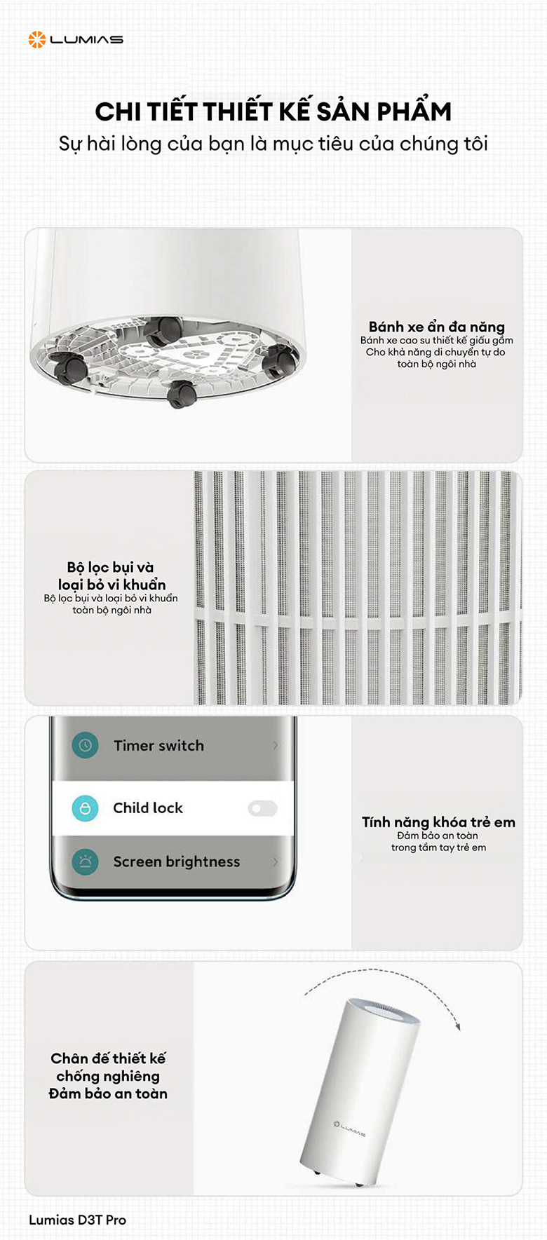 Máy hút ẩm LUMIAS D3T PRO - Thiết kế hiện đại và thông minh