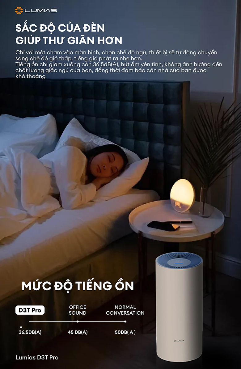 Máy hút ẩm LUMIAS D3T PRO - Hoạt động êm ái đem đến không gian thoải mái, yên tĩnh