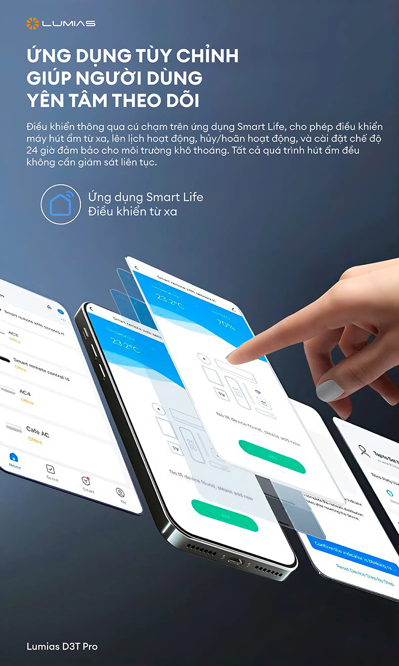 Máy hút ẩm LUMIAS D3T PRO - Điều khiển và thao tác qua app tiện lợi