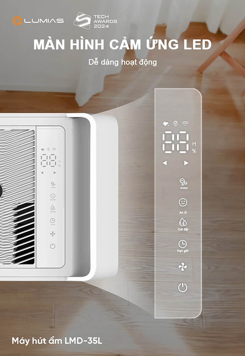 Máy hút ẩm Lumias LMD-35L - Điều khiển cảm ứng cùng màn hình LED tiện lợi