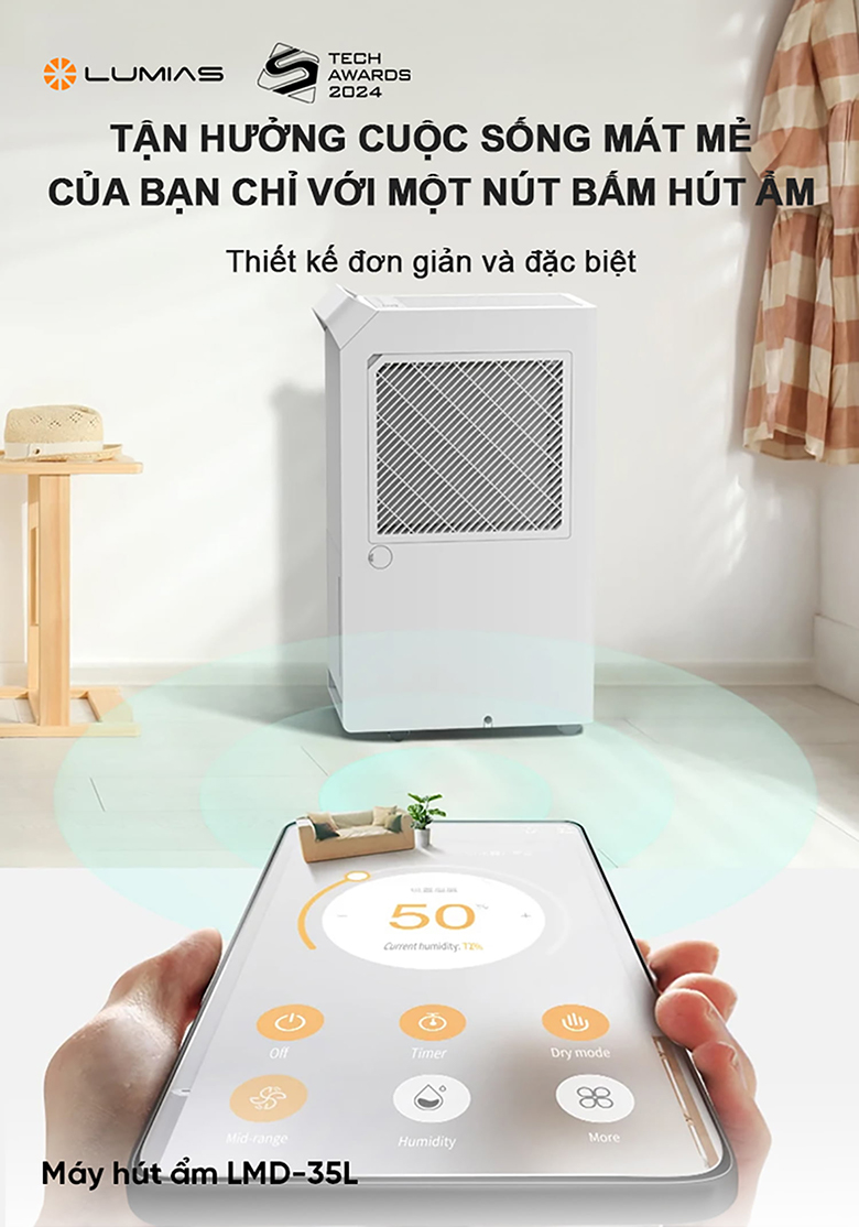 Máy hút ẩm Lumias LMD-35L - Kết nối và điều khiển dễ dàng qua điện thoại
